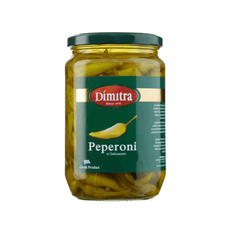 Peperoni mild (300g) Dimitra von Dimitra bei Araxxon  - Hochwertiges griechisches Produkt.   Peperoni mild (300g) Dimitra από Dimitra στο Araxxon  - Αυθεντικό ελληνικό προϊόν.